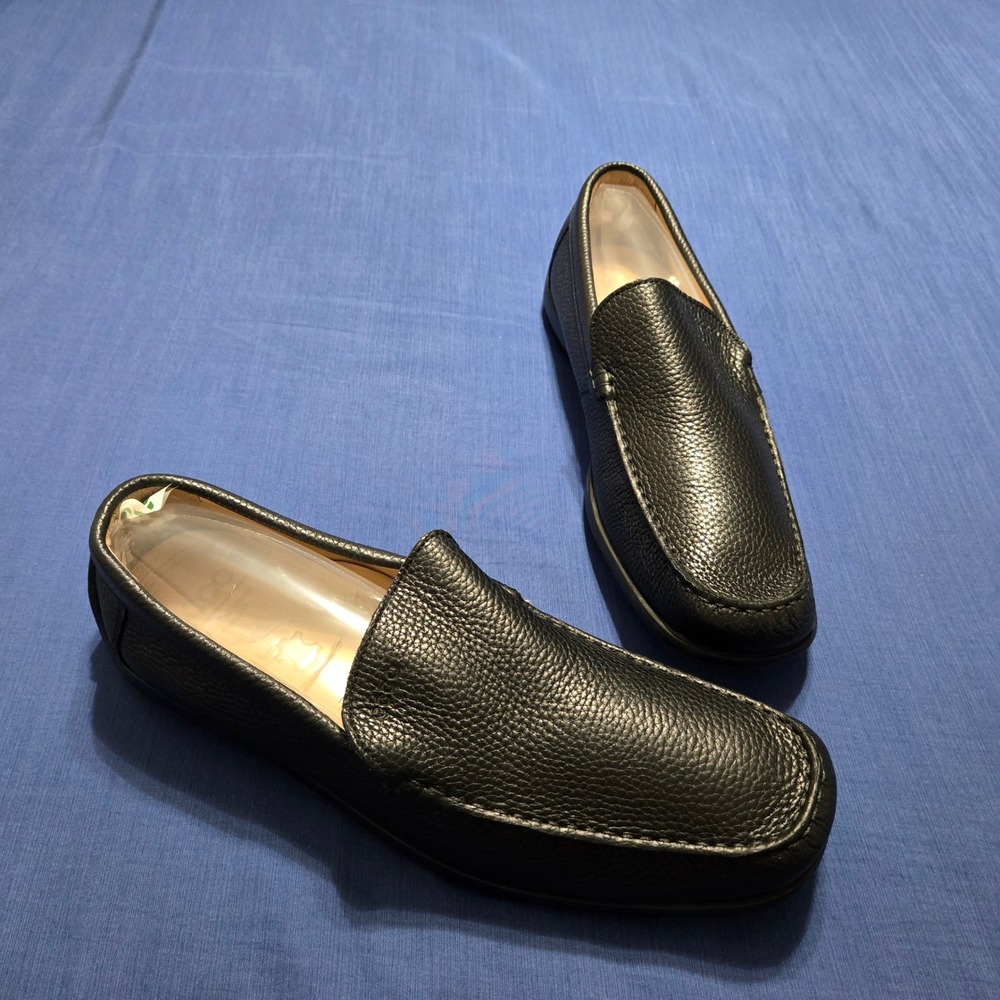 ECCO Loafers Men Size 46 Black NEW Pebbled Leather Slip On Moccasin 59046